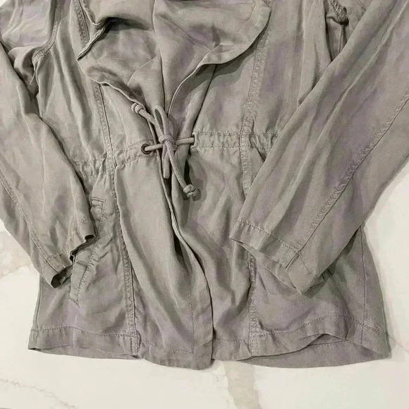 Max Jeans Drape Front Tencel Jacket LightGray Womens Medium MidLength Soft Light - Picture 2 of 6